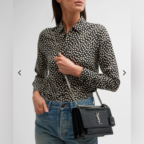 Saint Laurent Croc Embossed Leather Crossbody Bag New - Picture 5 of 16